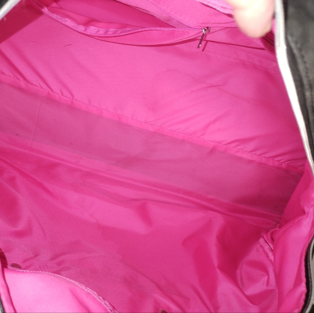Vintage PINK Victoria's Secret Black and White Polka Dot Large Duffle Bag - Picture 4 of 16